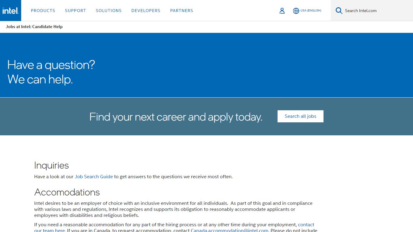 Jobs at Intel: Candidate Help